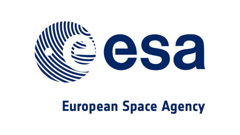 European Space Agency  Logo mit blauem Schriftzug esa auf weißem Grund. esa steht für: European Space Agency