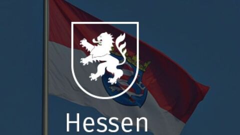 Hessen-Flagge mit Hessen-Löwe-Symbol